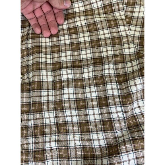 Viyella Cotton Twill Shirt Mens XL Brown Button Down Check Trad Distressed - Picture 14 of 16